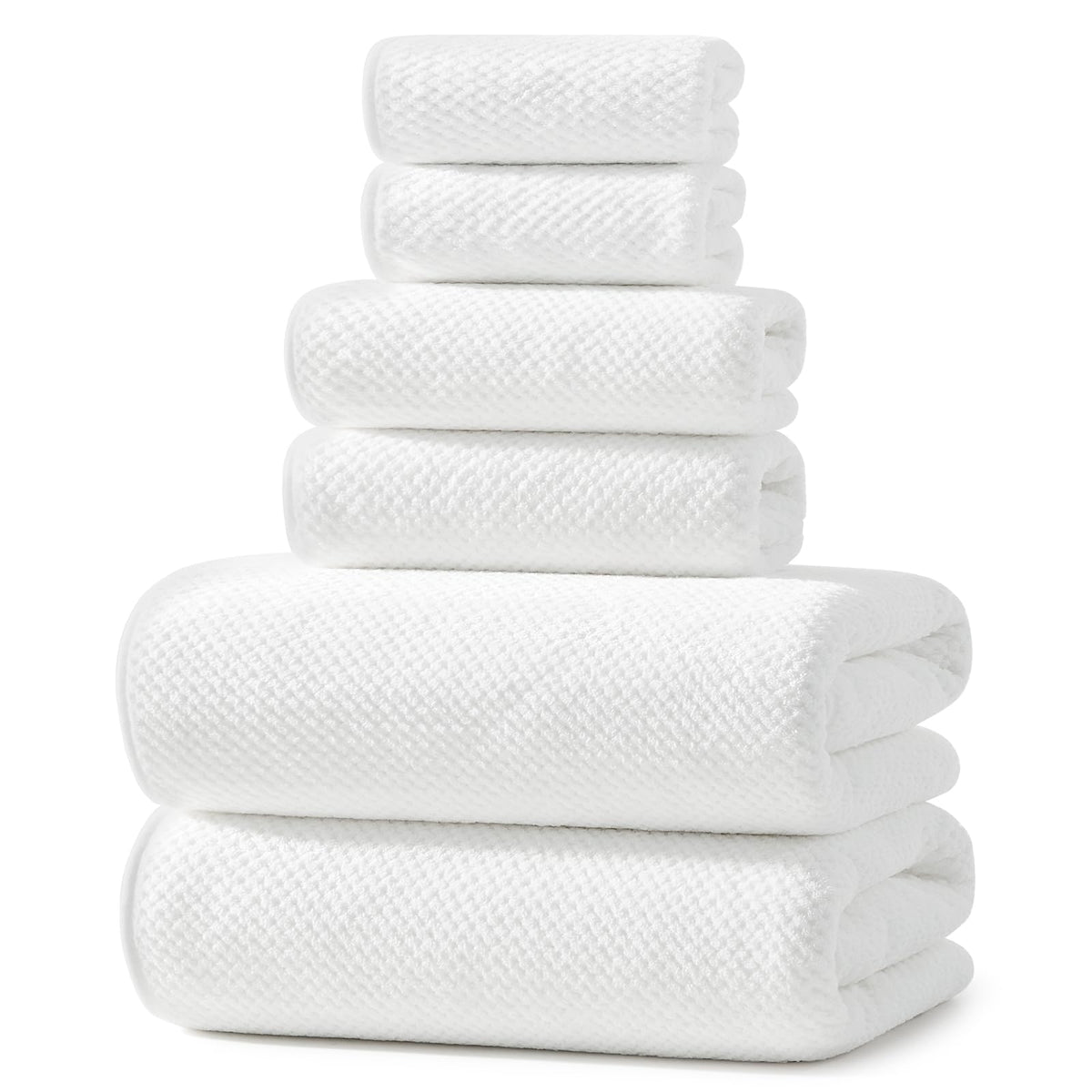 REDKISS 6-Piece Bath Towel Set - 2 Washcloths, 2 Hand Towels, 2 Bath Towels | Ultra-Fiber Coral Fleece, Super Absorbent, No Lint & No Fading | Perfect for Bathroom, Spa, Gym | Family -Olive Green