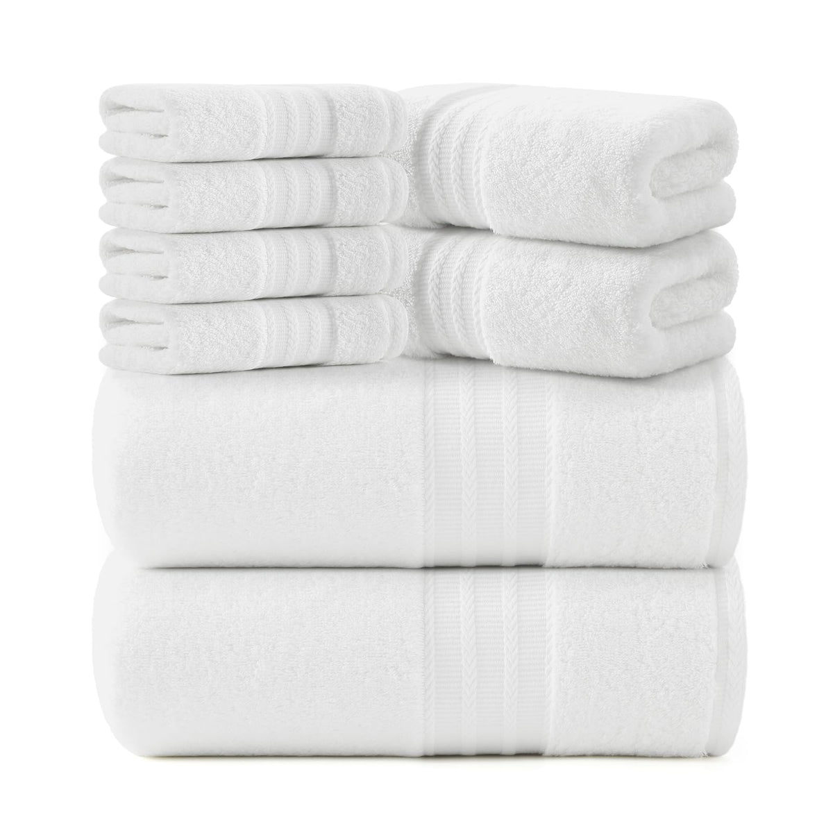 REDKISS Green Towel Set of 8-100% Cotton Luxury Bath Towels Set for Bathroom, 600 GSM Highly Absorbent Bathroom Towel with 2 Large Bath Sheet, 2 Hand, 4 Washcloths, Green Shower Towels for Dorm