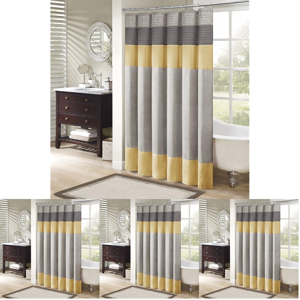 Madison Park Amherst 72 x 72 Bathroom Shower Curtain, Faux Silk, Black