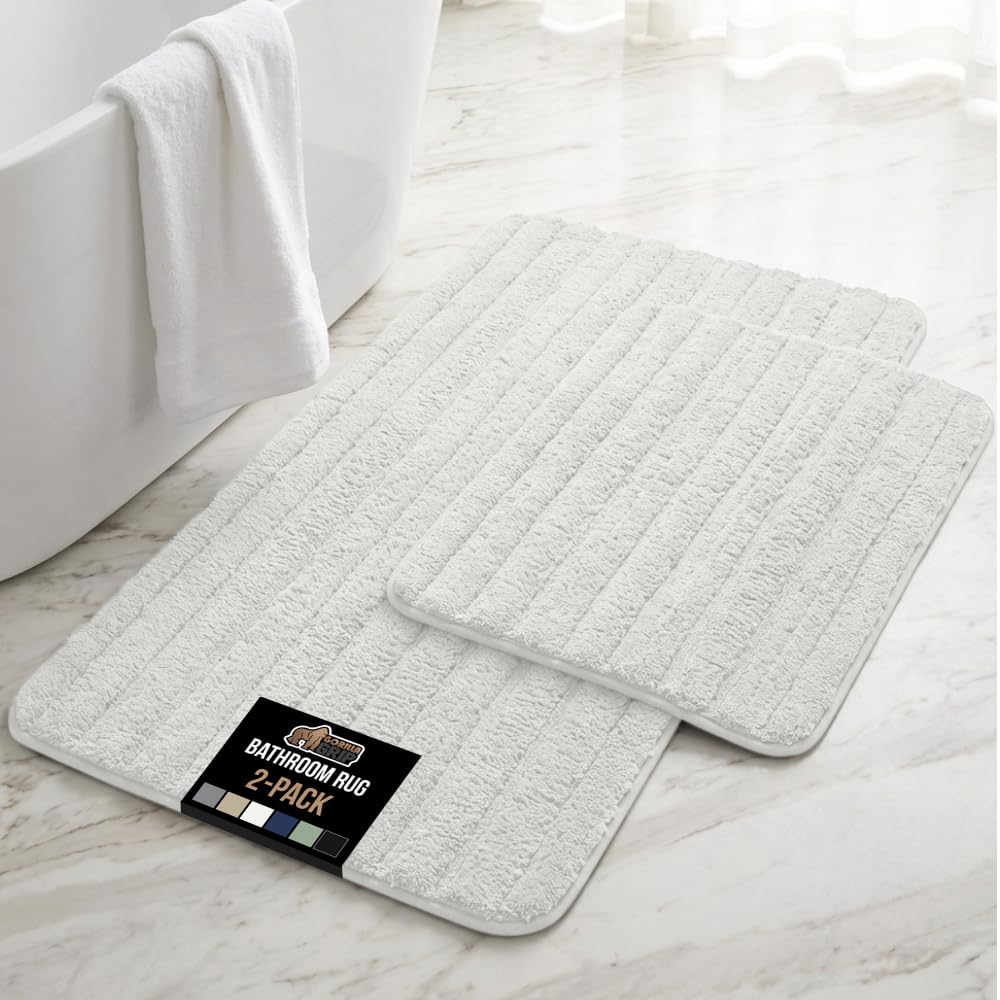 GORILLA GRIP Memory Foam Bathroom Rugs, Absorbent Bath Mat, 30x18 Gray