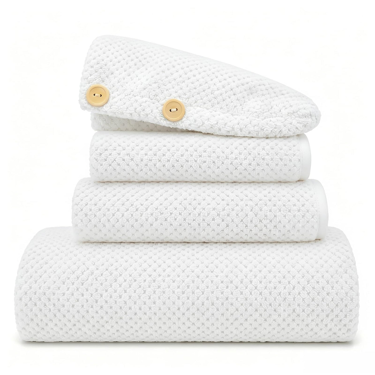 Oversize Bath Towels for Bathroom 35x70 Inches, 4-Piece Bathroom Set (1 Bath Towel, 1 Hair Towel, 1 Hand Towel, 1 Washcloth) Towels for Bathroom Set Soft and Absorbent Shower Towels Khaki