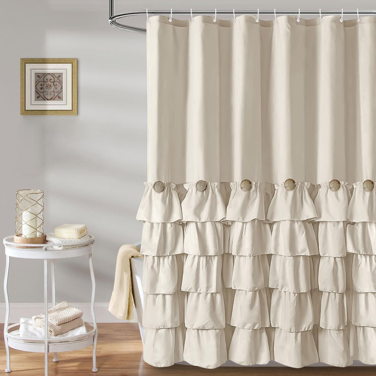 Seasonwood Black Ruffle Shower Curtain Farmhouse Shower Curtain 72 X 72