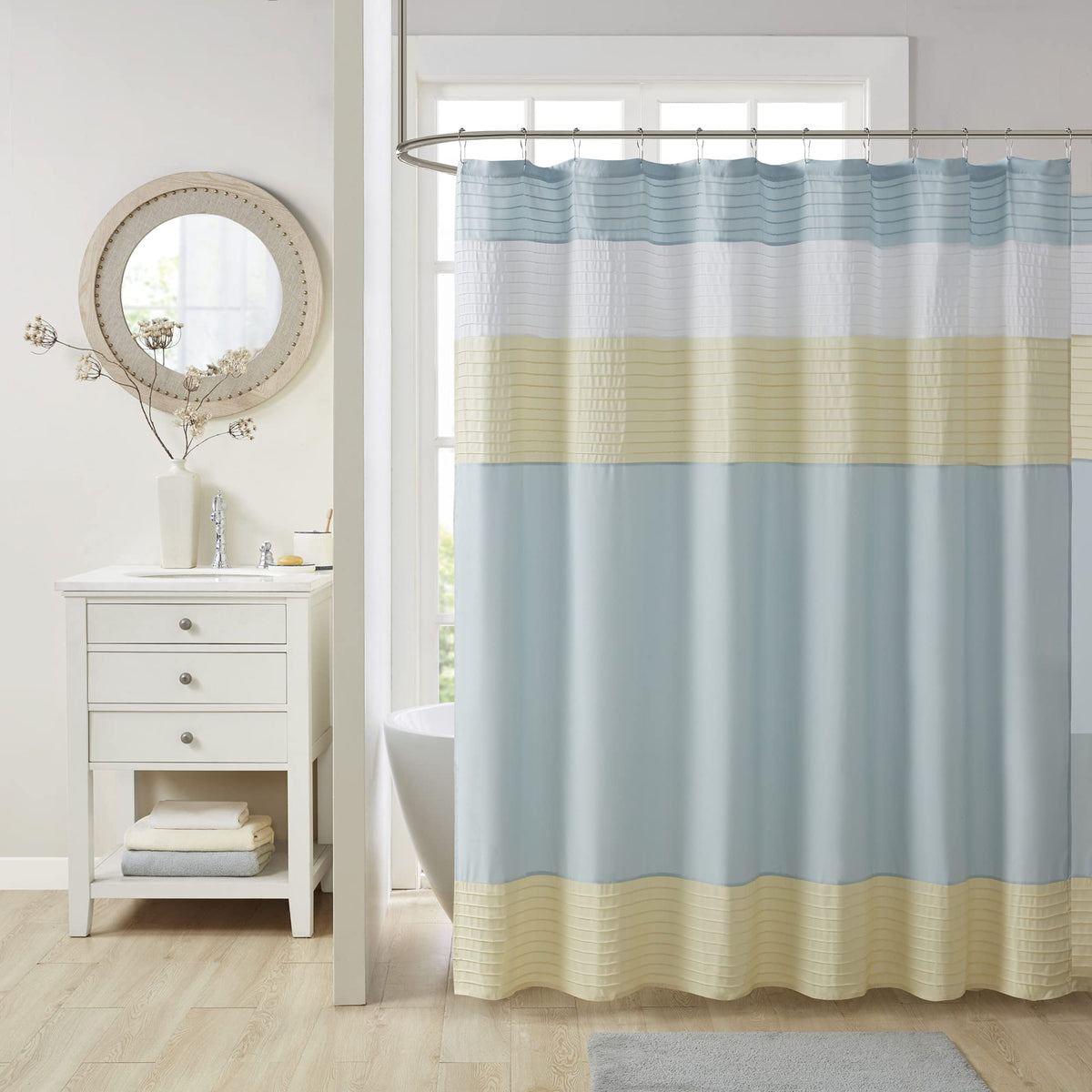 Comfort Spaces Windsor Shower Curtain for Bathroom, 72 x 72, Gray