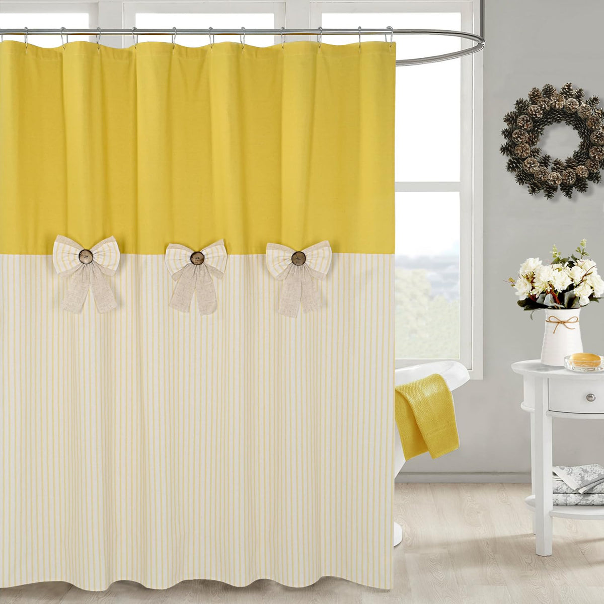 DOSLY IDÉES Farmhouse Black Shower Curtain, 72x72 inch