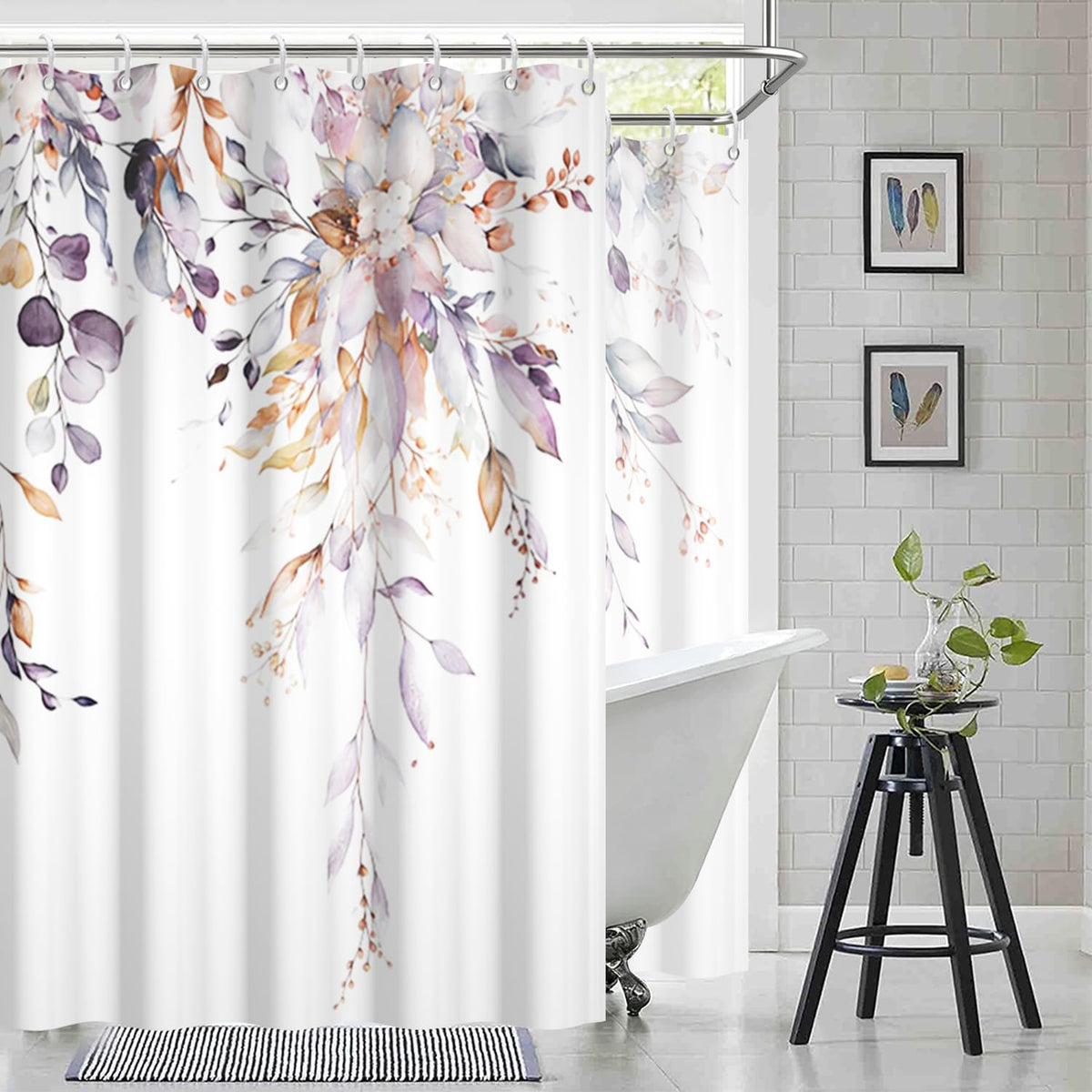 Blue and Green Eucalyptus Shower Window Curtain 40x36 Inch