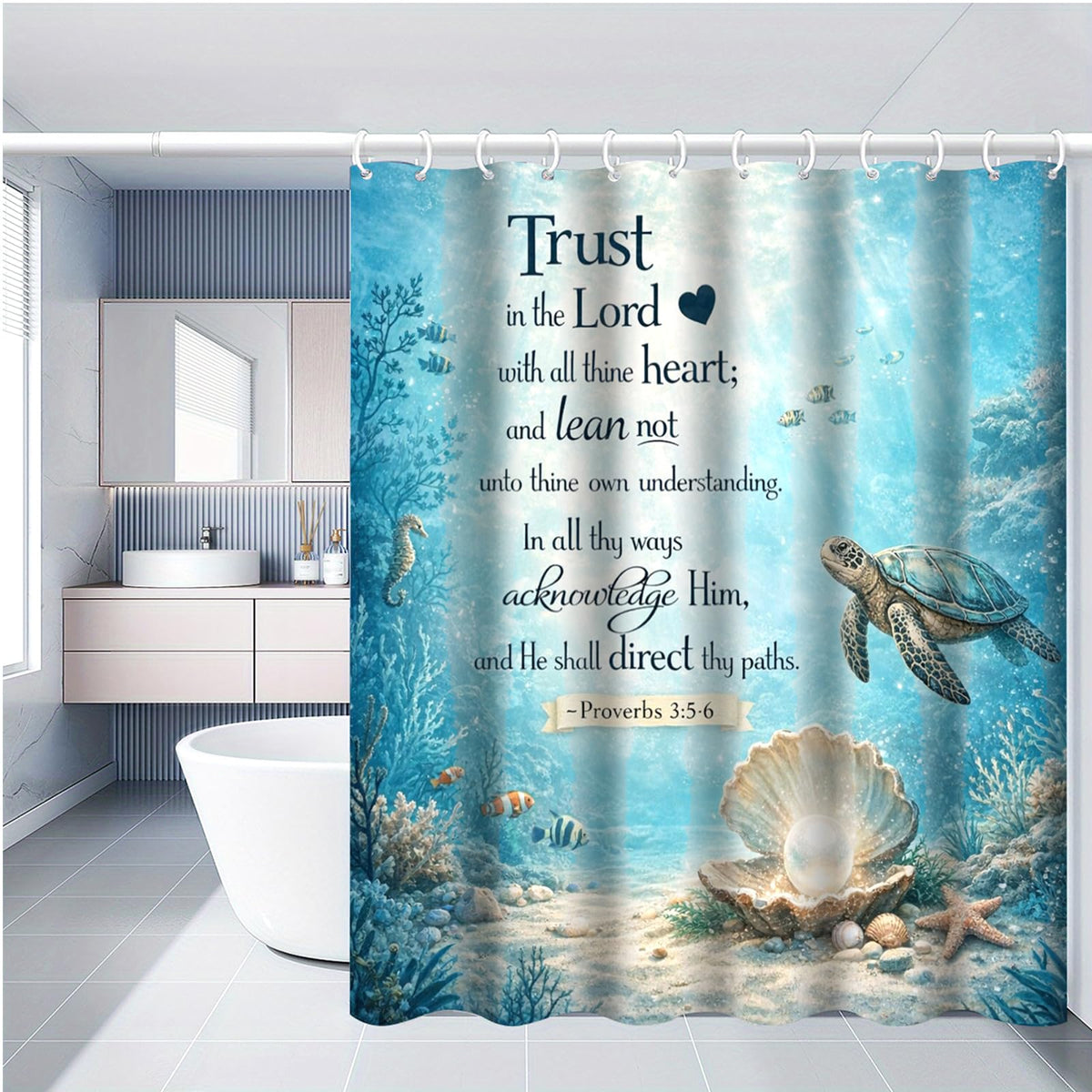Sea Turtle Shower Curtain,Ocean Beach Shower Curtain, Tropical Summer Sea Theme Bathroom 72x72 Inch Proof Polyester Insulated Home Decor
