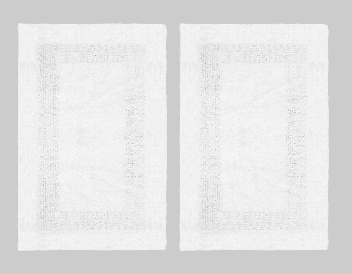 COTTON CRAFT 2 Pack Reversible Bath Mat Rug - Soft Luxurious -17x24- Ivory