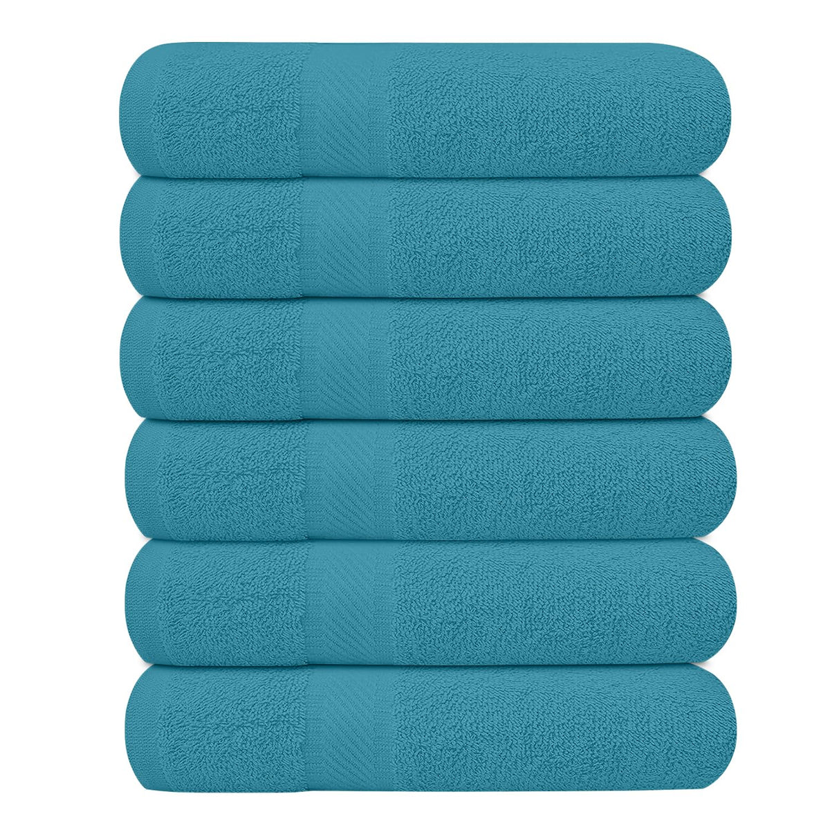KAHAF COLLECTION 6 Pack Bath Towels Set (27 x 54 Inches) 100% Ring Spun Cotton, Lightweight, Quick Dry, Highly Absorbent Towels Multicolor, (27x54) Inches