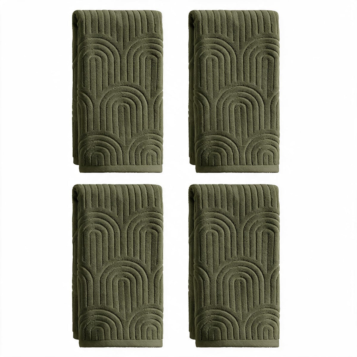 Artoid Mode 2 Pcs Caramel 3D Arched Stripes Jacquard Hand Towels for Bathroom, 100% Cotton Soft Absorbent Bathroom Decor Towels, 13.7 x 29.5 Inch