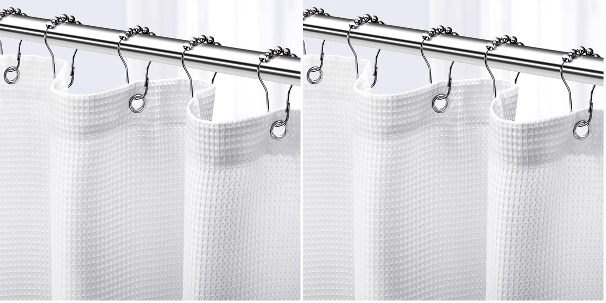 NEATERIZE Stall Shower Curtain White - Hotel Style Shower Curtains for Bathroom with Waffle Design, 36x72 Inches - White Fabric Shower Curtain - Cortinas de Baño Elegantes