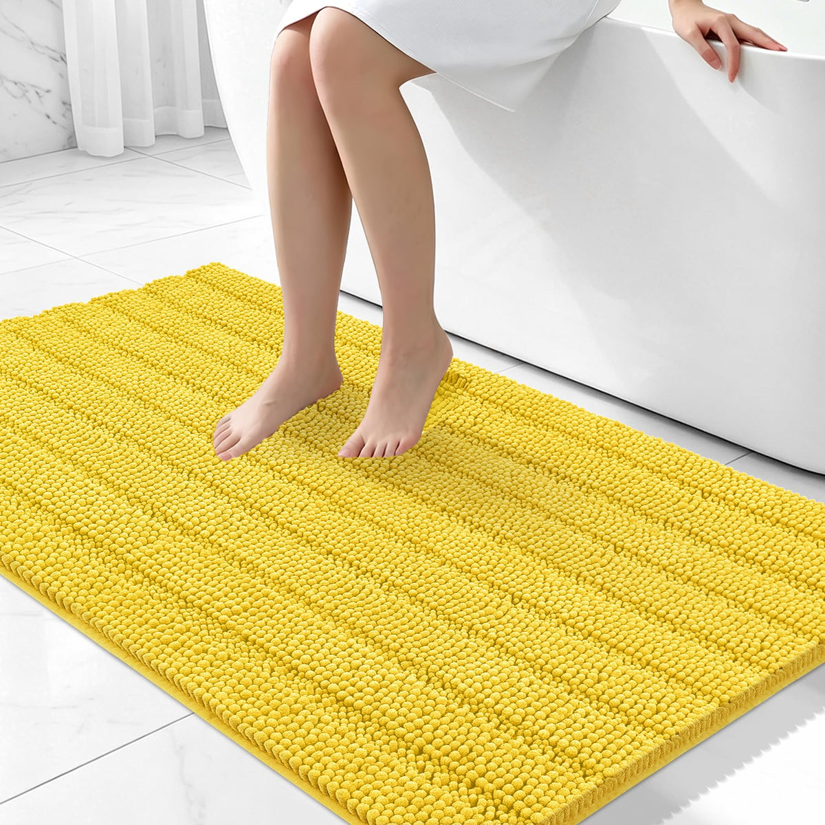Bcoimo Bath Rug Mat,48x24 High Absorbent Latte Long Bathroom Runner Rugs
