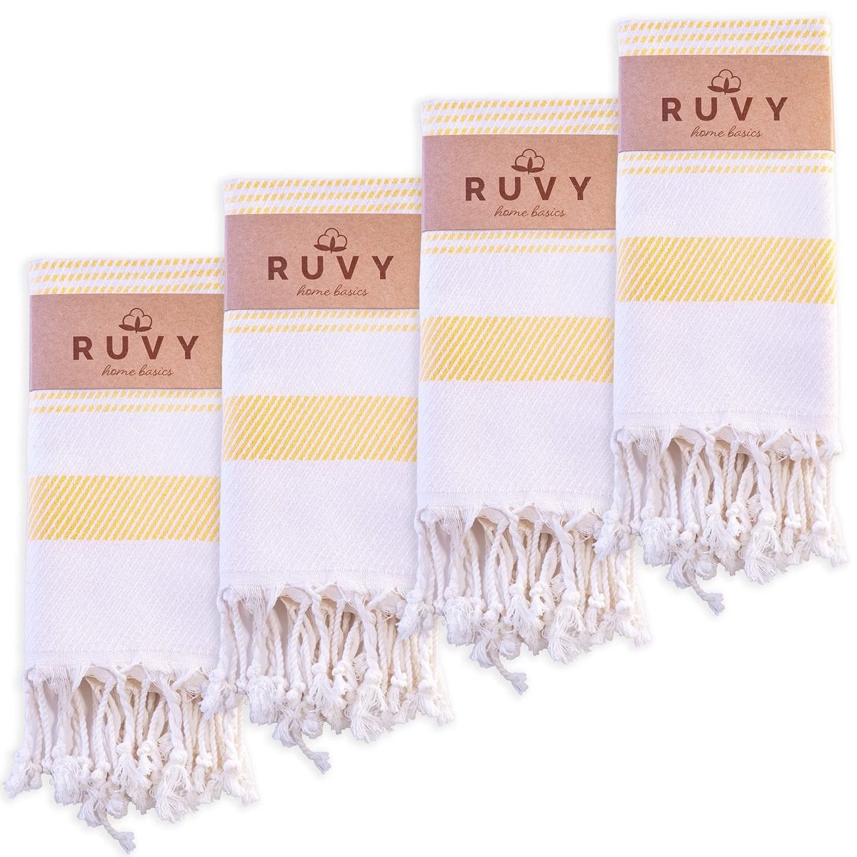 Ruvy Home Basics Turkish Hand Towels for Bathroom Set of 2 | 18"x40", Cotton | Decorative Towel for Bathroom, Kitchen, Dishcloth, Tea, Yoga, Face, Gym - Beige