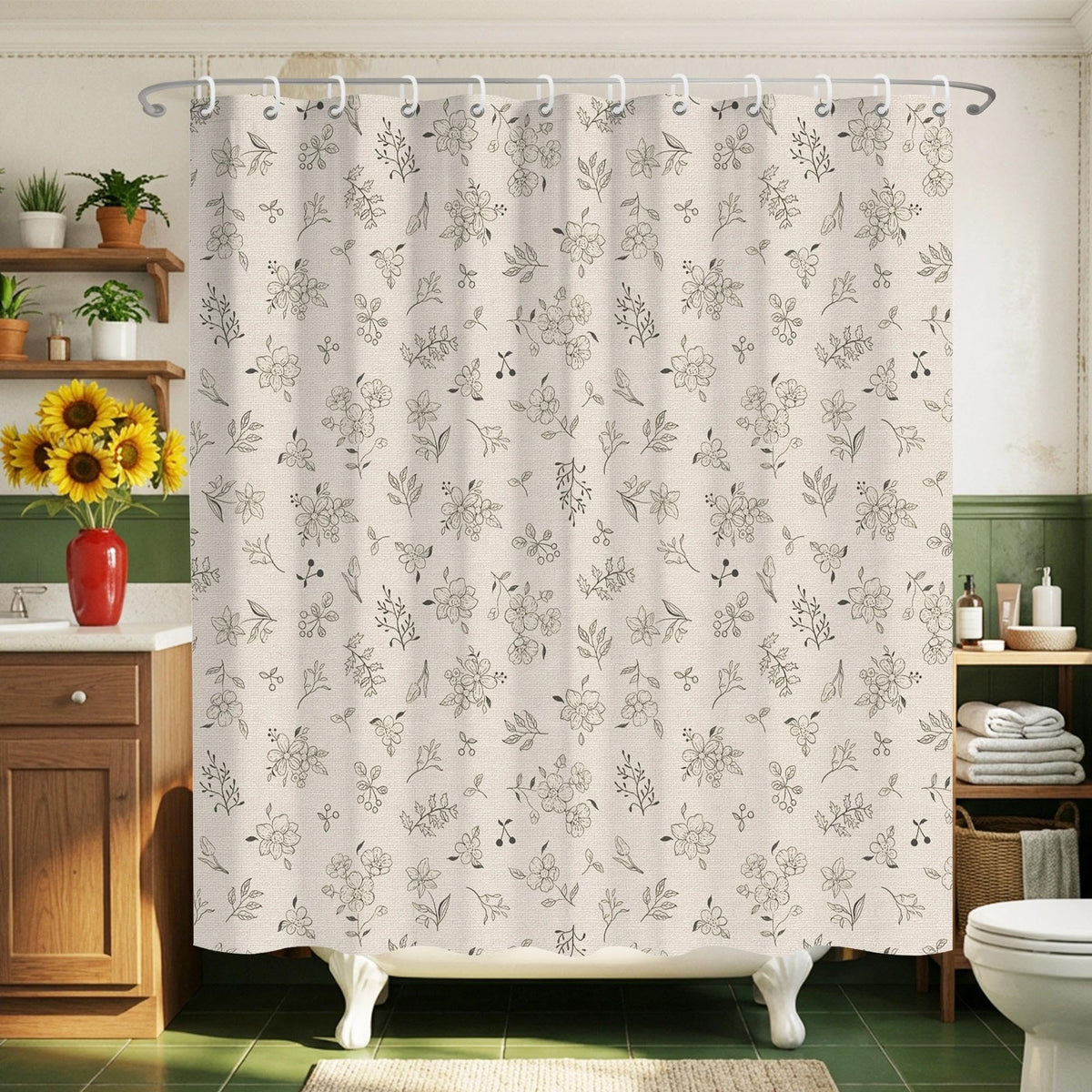 Gothic Witchy Dark Academia Bookshelf Shower Curtain 72x72 Inches