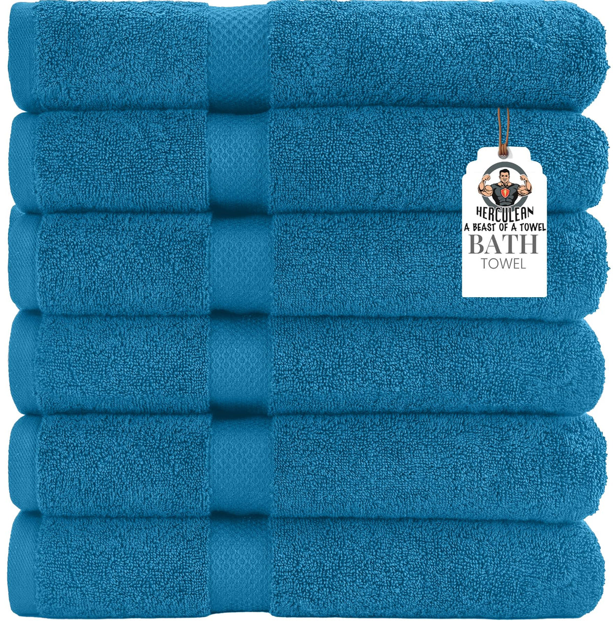 HERCULEAN Premium Bath Towels 24 x 48 Pack of 6 | Quick Dry and Highly Absorbent | 100% Cotton Terry Towels for Bathroom - Perfect for Shower - Pool and Spa - Luxury Soft Towels - Charcoal Grey