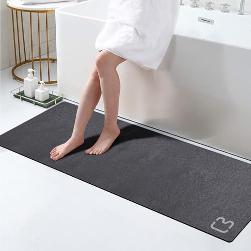 RUERYA Grey Long Bathroom Rugs Large Stone Bath Mats for Bathroom,15.7"x47"