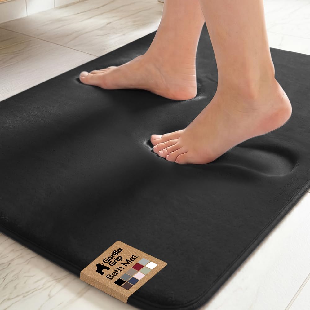 GORILLA GRIP® Memory Foam Bath Rug for Bathroom, 36x24 Graphite Gray