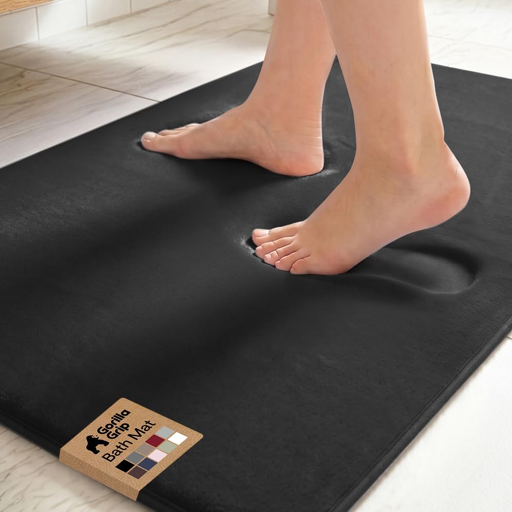 GORILLA GRIP® Memory Foam Bath Rug for Bathroom, 36x24 Graphite Gray