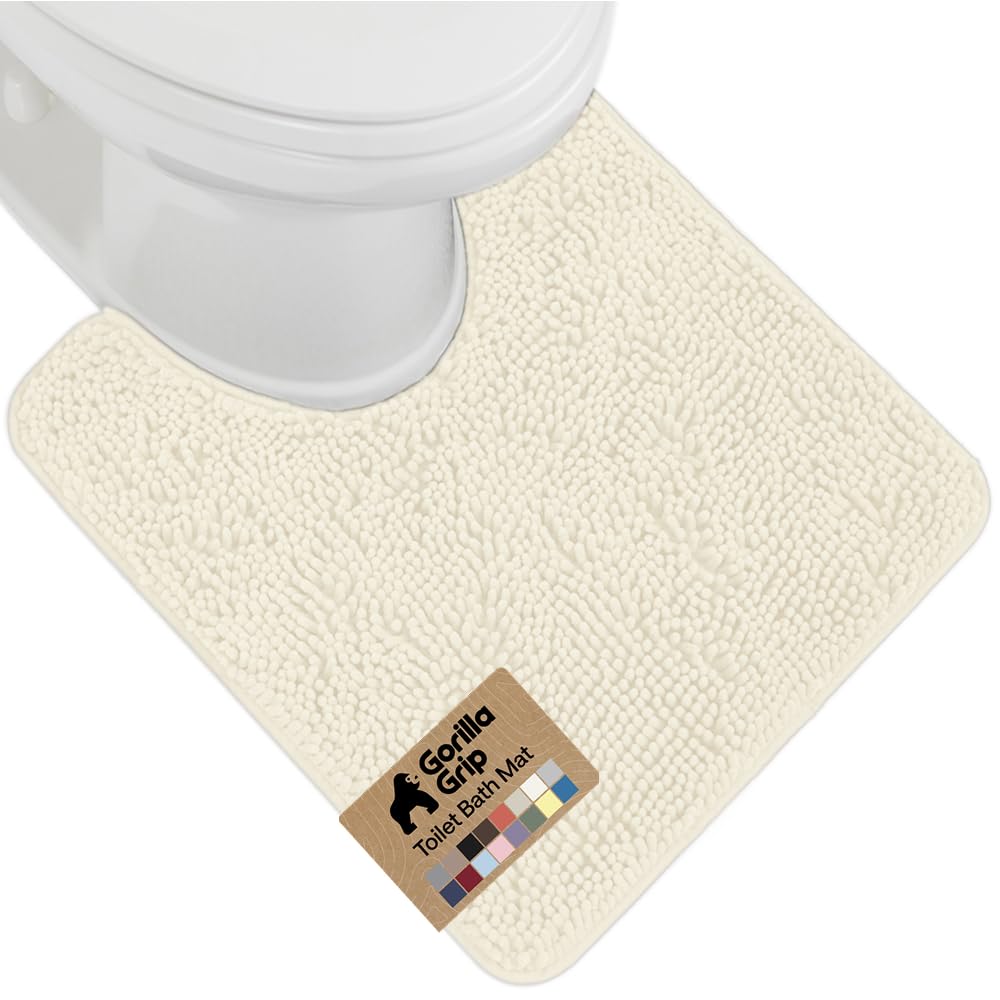 GORILLA GRIP Bath Rug Mat for Bathroom, Absorbent Chenille, 30x20 Gray