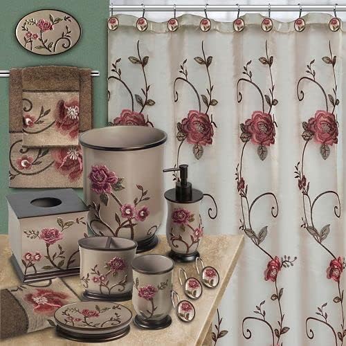 Zahari Home Larrisa Floral Bathroom Rug Luxury Bath Rug Washable Contemporary Decor Beautiful Shower Mat Unique Design Stylish Non Slip Shower Mat Flower Bath Rug Bath Shower Tub Decor