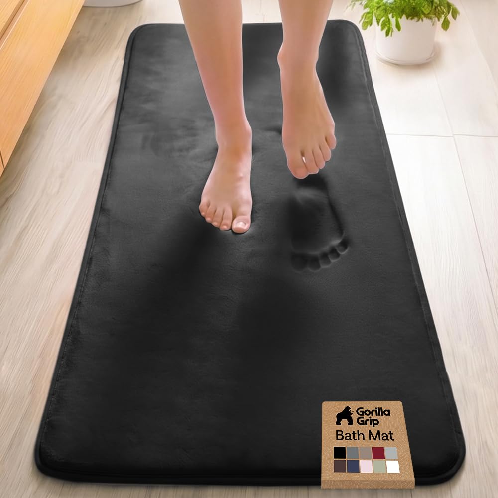 GORILLA GRIP® Memory Foam Bath Rug for Bathroom, 36x24 Graphite Gray