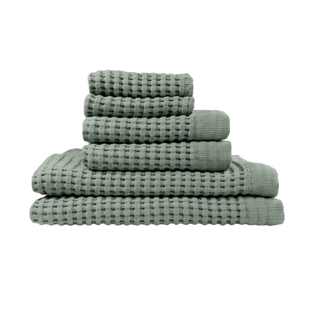 GILDEN TREE Waffle Hand Towels for Bathroom Quick Dry Large Luxury Lint Free Super Absorbent Cotton Hand Towels Set of 2, Modern Style (Cream)