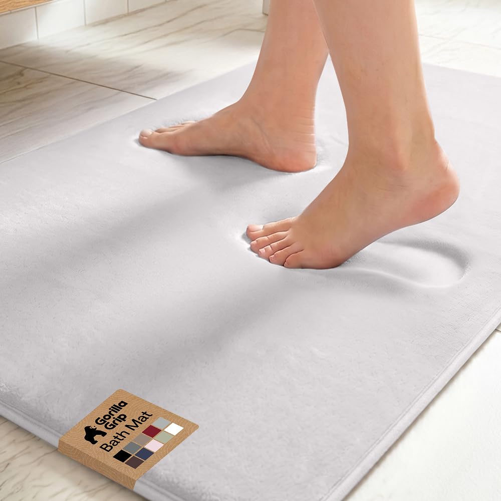 GORILLA GRIP® Memory Foam Bath Rug for Bathroom, 36x24 Graphite Gray