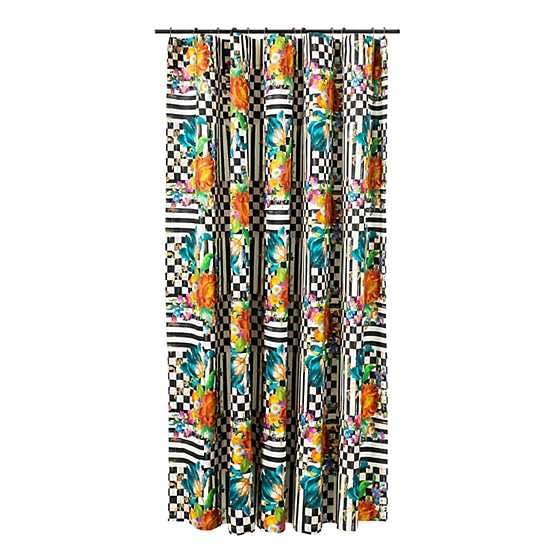 MACKENZIE-CHILDS Shower Curtain, Washable Fabric Shower Curtain for Bathroom Decor, 72" x 72", Purple-and-White Violet Check