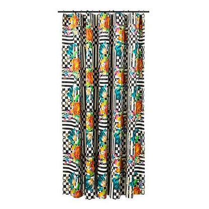 MACKENZIE-CHILDS Shower Curtain, Washable Fabric Shower Curtain for Bathroom Decor, 72" x 72", Purple-and-White Violet Check