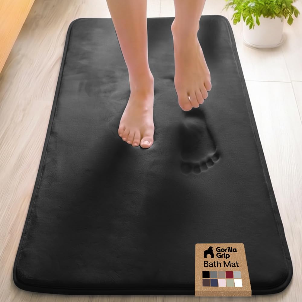GORILLA GRIP® Memory Foam Bath Rug for Bathroom, 36x24 Graphite Gray
