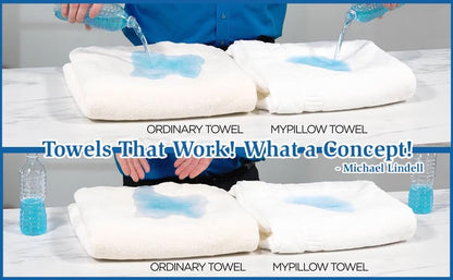 MyPillow MyTowels 6 Piece Towel Set - 100% Cotton Soft Absorbent Towels for Bathroom, 2 Bath Towels, 2 Hand Towels, 2 Washcloths [MyTowels 6-Piece Set, Khaki]