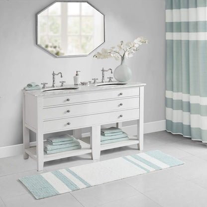Madison Park Reversible Spa Rug 100%-Cotton Striped Ultra Soft Water Fast Bath Non-Slip Absorbent Quick Dry Mats for Tub, Shower Room, and Bathroom, 20x30, Taupe (Pack of 1)