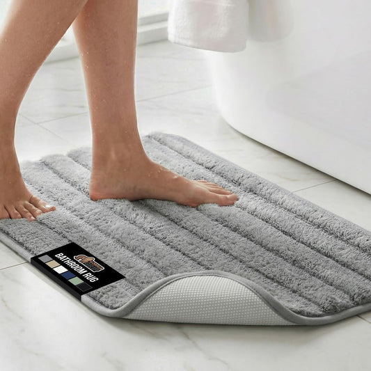 GORILLA GRIP Memory Foam Bathroom Rugs, Absorbent Bath Mat, 30x18 Gray