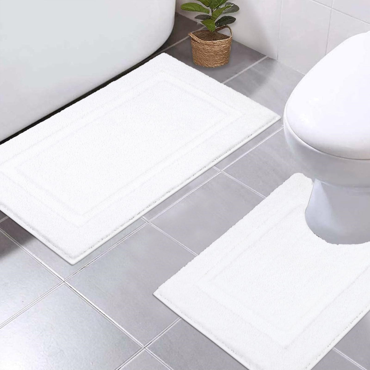SHACOS Soft Microfiber Bathroom Rugs Set of 2 Pieces, White