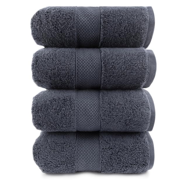 Maisonette Loft Egyptian Cotton Turkish Bath Towels, Soft, Absorbent, Ideal Quick Dry Large Luxury Bath Towel Set for Shower (30" x 58", 4 Pack), Navy Blue