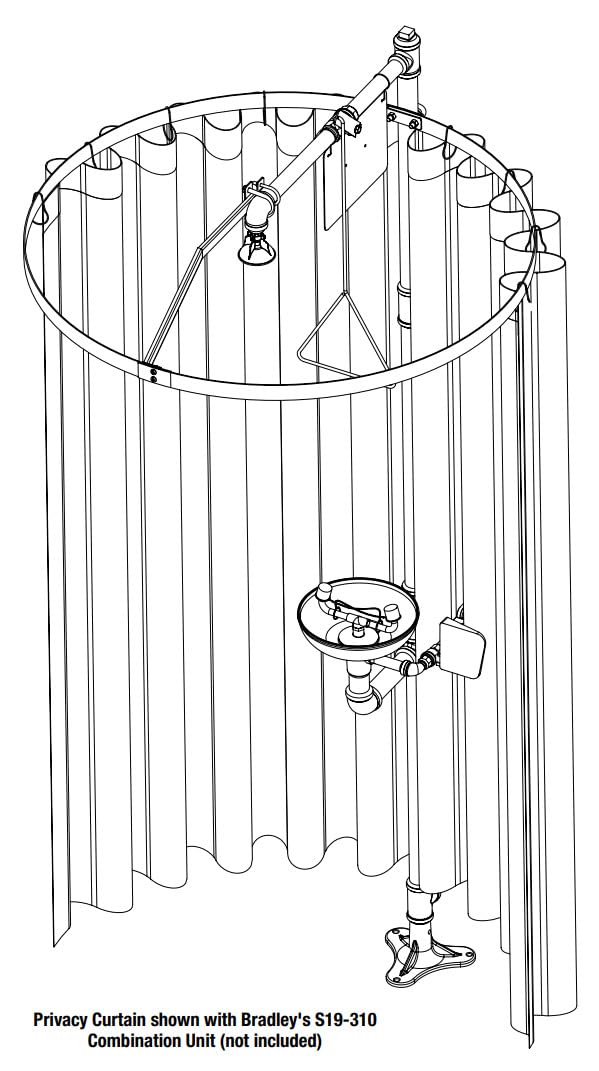 Bradley S19-330 Emergency Shower Privacy Curtain Kit, 70 x 145 Inch