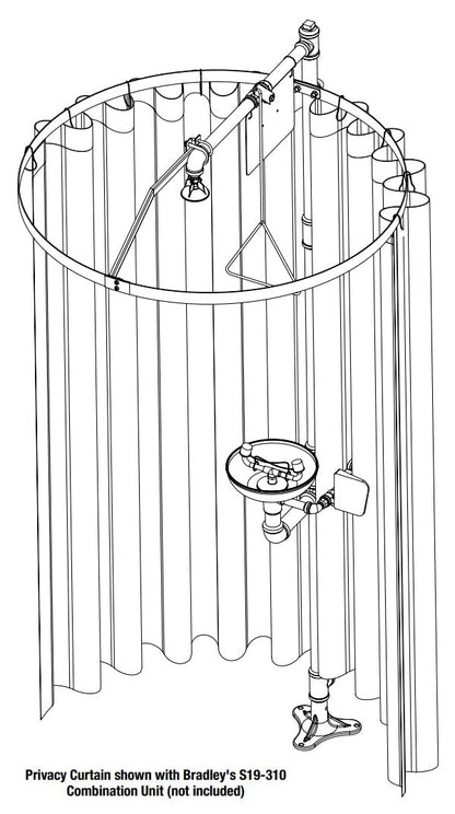 Bradley S19-330 Emergency Shower Privacy Curtain Kit, 70 x 145 Inch