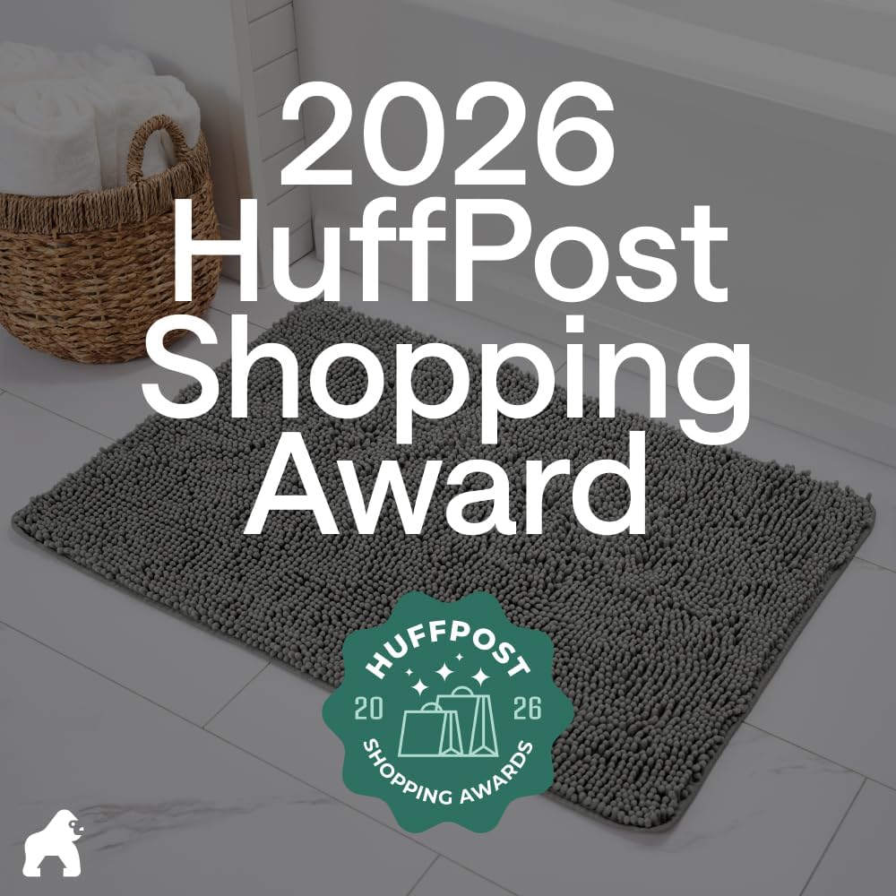 GORILLA GRIP Bath Rug Mat for Bathroom, Absorbent Chenille, 30x20 Gray
