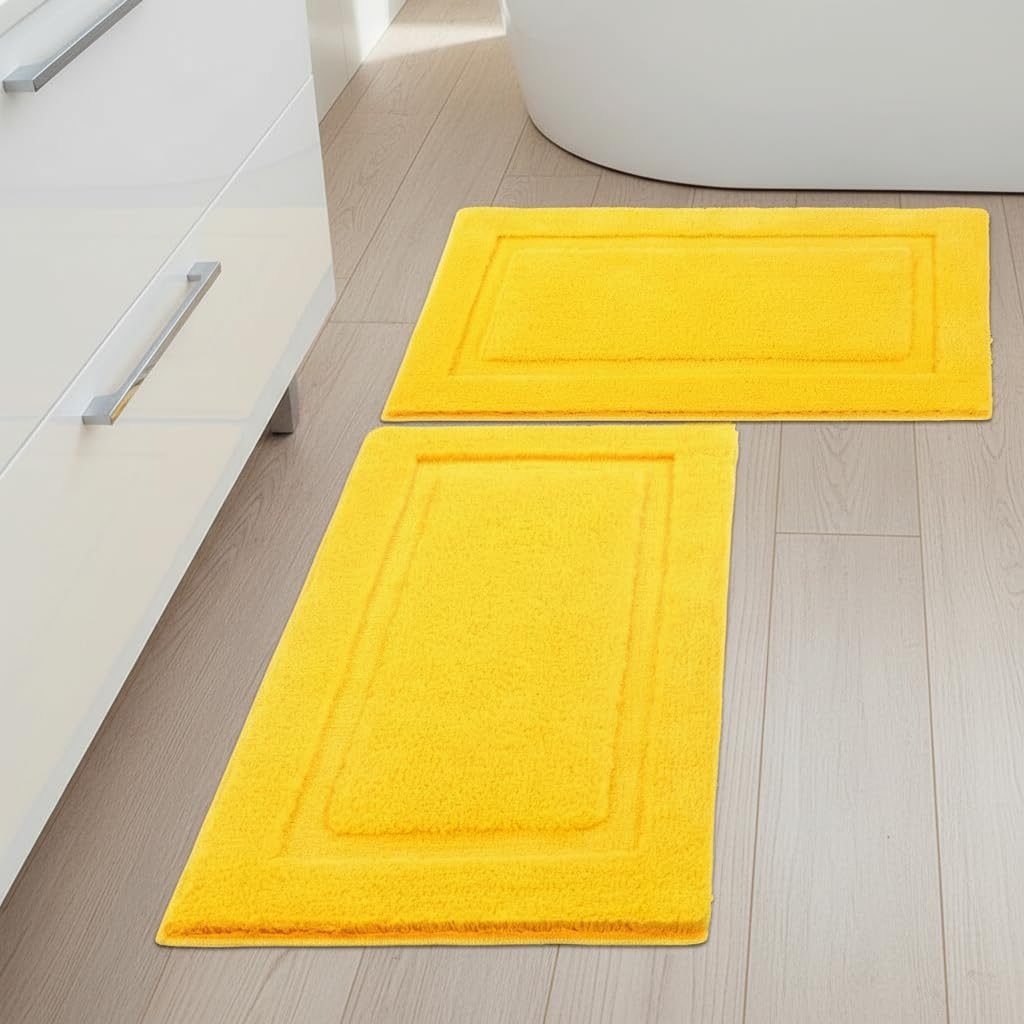 SHACOS Soft Microfiber Bathroom Rugs Set of 2 Pieces, White