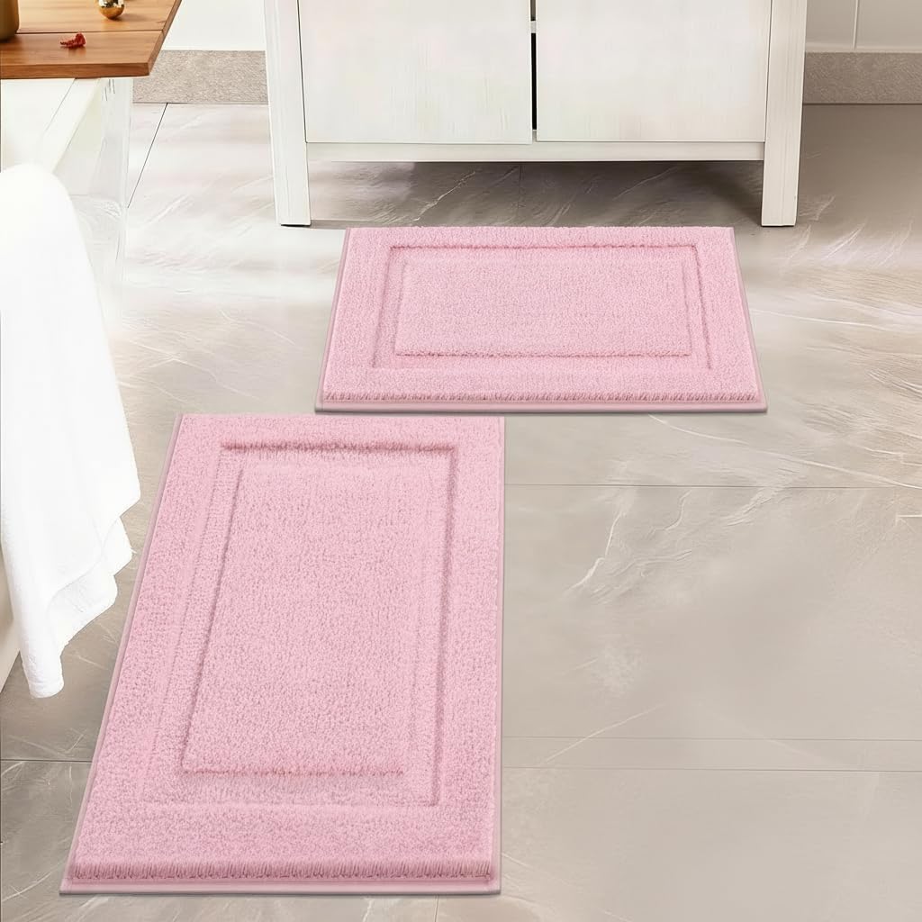 SHACOS Soft Microfiber Bathroom Rugs Set of 2 Pieces, White