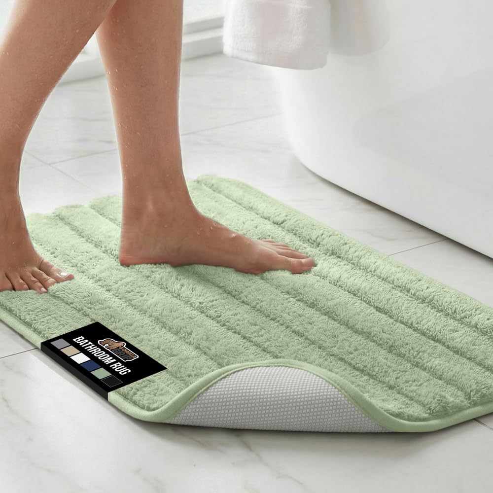 GORILLA GRIP Memory Foam Bathroom Rugs, Absorbent Bath Mat, 30x18 Gray