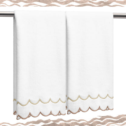 Hahafelt 2 Scalloped Hand Towels Fingertip Towels for Bathroom,Black White