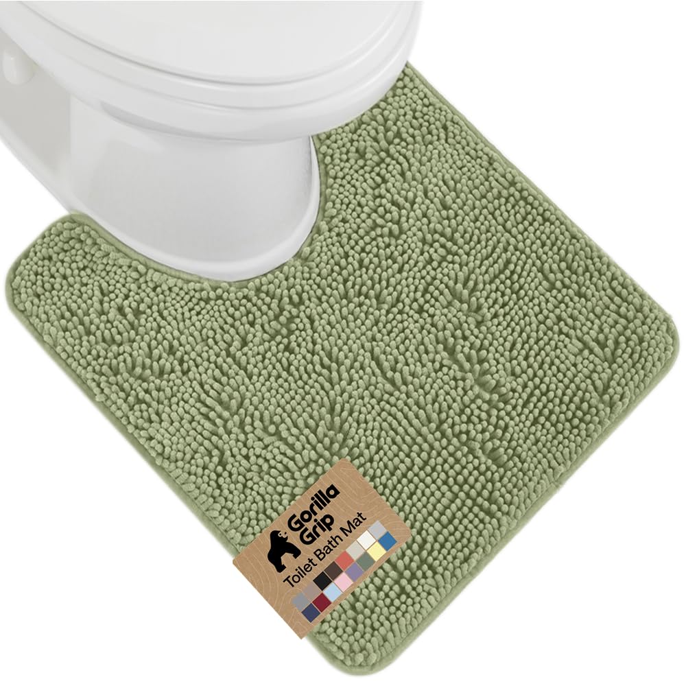GORILLA GRIP Bath Rug Mat for Bathroom, Absorbent Chenille, 30x20 Gray