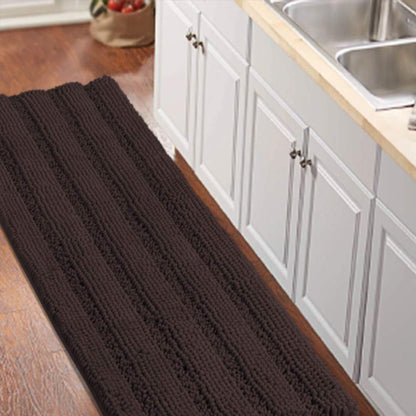 Turquoize Bathroom Runner Rug 17"x47", Soft Absorbent Chenille Bath Rug