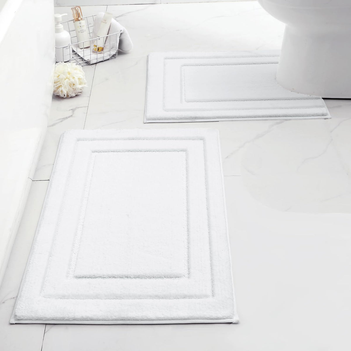 HOMEIDEAS Fall Bathroom Rugs Sets, 2 Piece Soft Bath Mat Burnt Orange