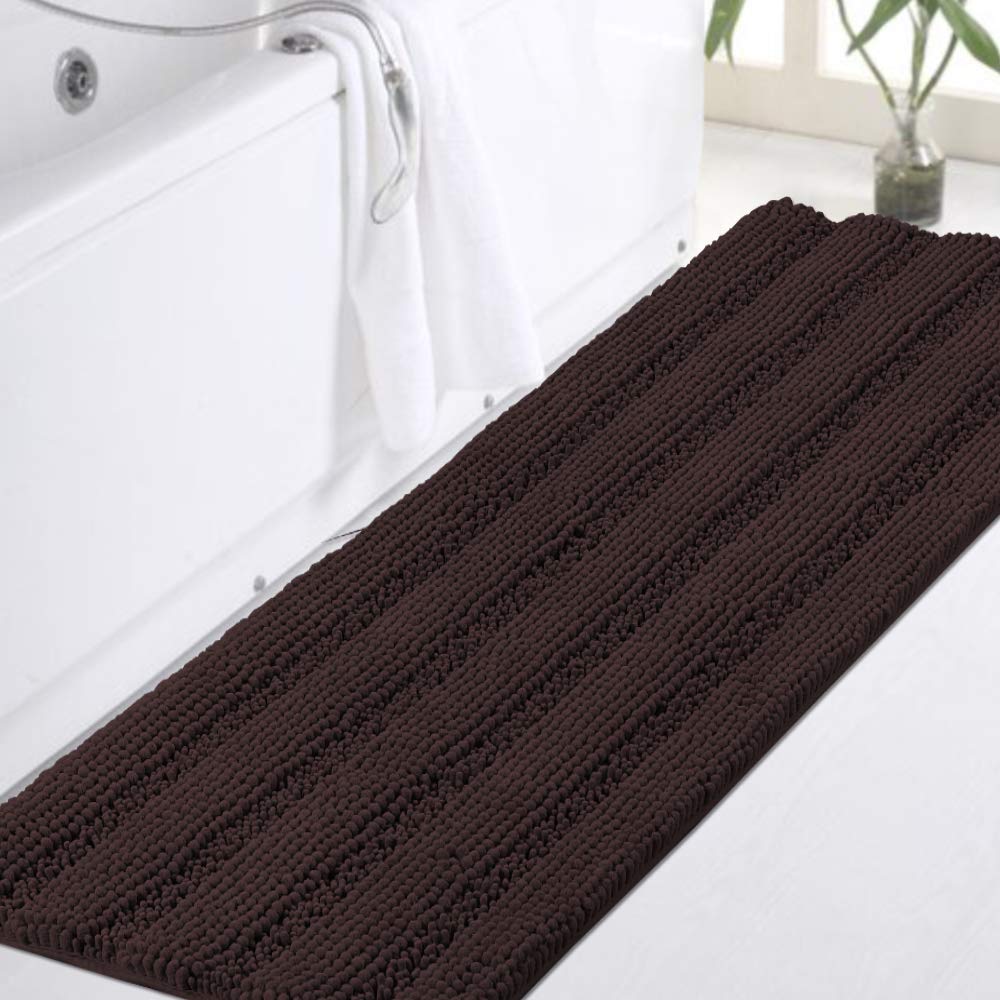 Turquoize Bathroom Runner Rug 17"x47", Soft Absorbent Chenille Bath Rug