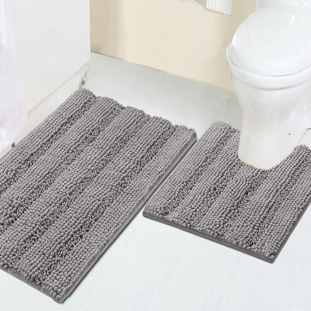Turquoize Bathroom Runner Rug 17"x47", Soft Absorbent Chenille Bath Rug