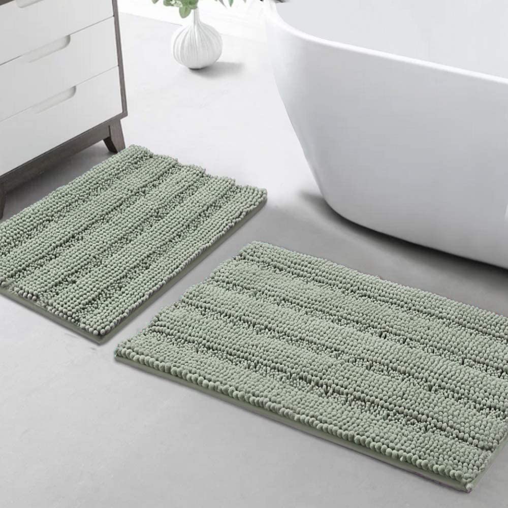 Turquoize Bathroom Runner Rug 17"x47", Soft Absorbent Chenille Bath Rug