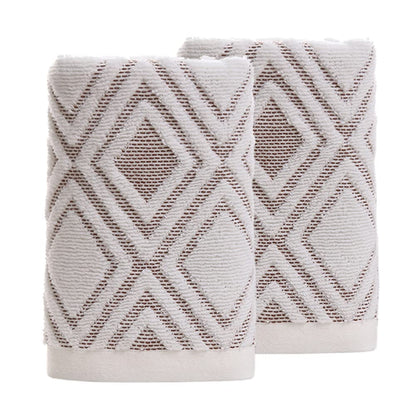 Pidada Hand Towels Set of 4 Diamond Pattern 100% Cotton Absorbent Soft Decorative Towel for Bathroom (Beige Brown)