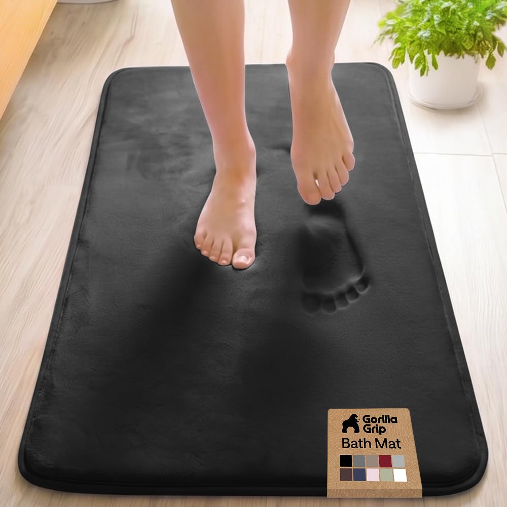 GORILLA GRIP® Memory Foam Bath Rug for Bathroom, 36x24 Graphite Gray