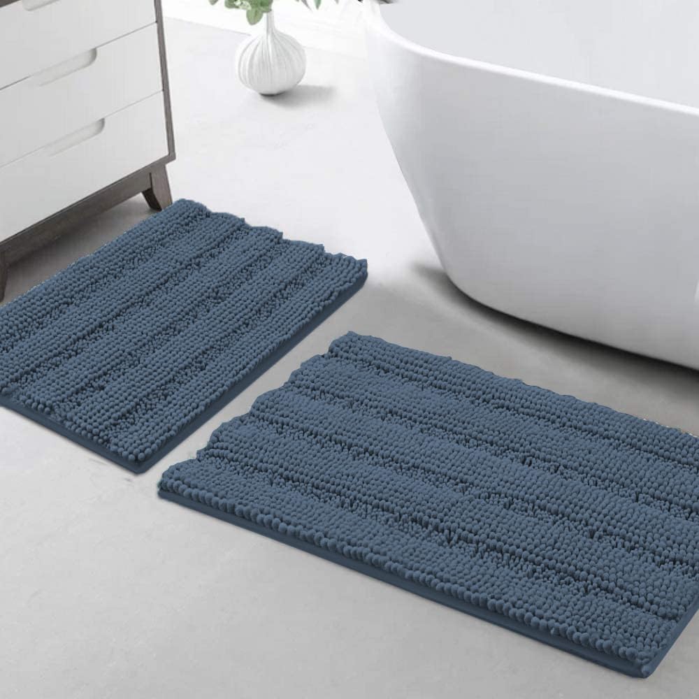 Turquoize Bathroom Runner Rug 17"x47", Soft Absorbent Chenille Bath Rug